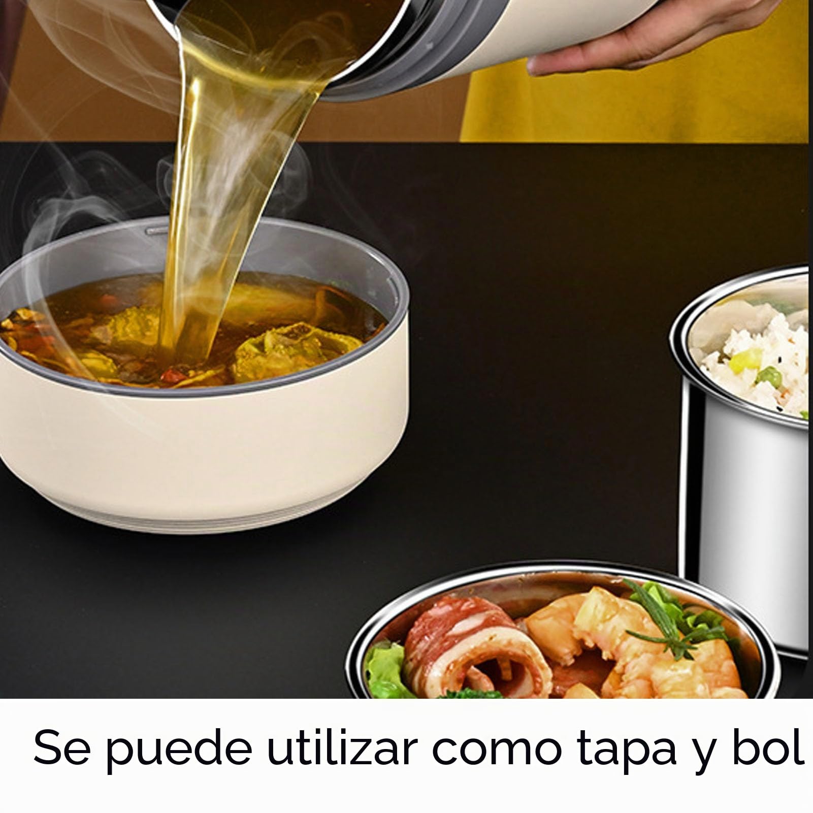 Focket Lonchera eléctrica, calentador de alimentos portátil a prueba de fugas de 2 l para arroz, verduras y sopa, lonchera térmica de acero inoxidable para coche, camión, casa, trabajo