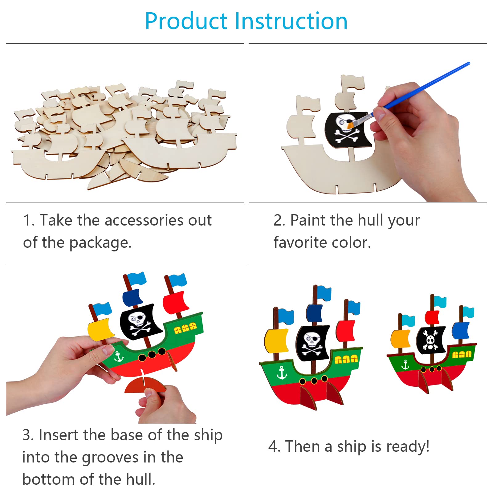 Kit Bricolage Bateau Pirate En Bois - Créez Un Carillon à Vent Avec Vos Enfants !