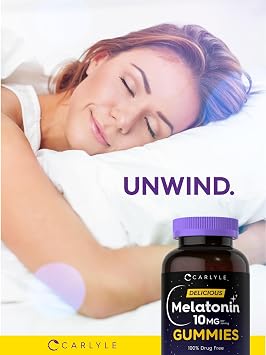 Carlyle Melatonin Gummies 10mg | 180 Count | Berry Flavor | Drug Free Aid for Adults | Vegan, Non-GMO, Gluten Free Supplement