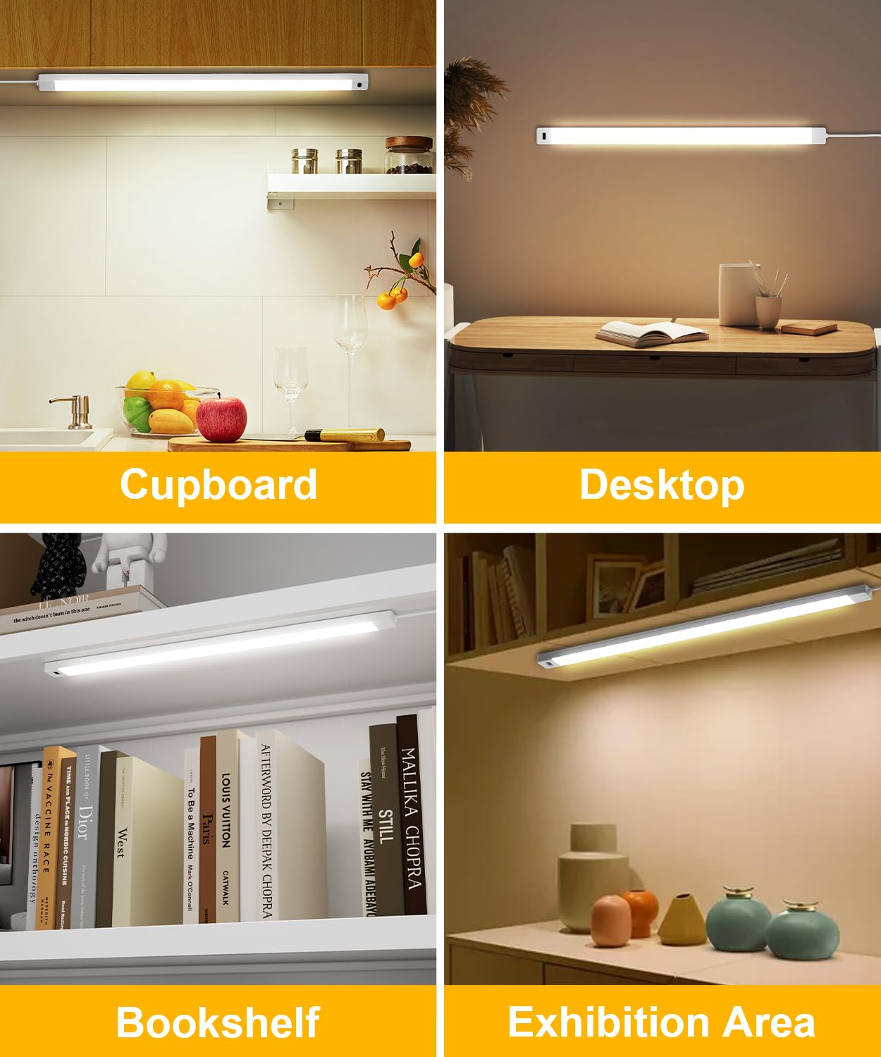 Macchiatto Lampa podszafkowa LED do kuchni, 55 cm, 4000 K (neutralna biel), z czujnikiem bezdotykowym, ultra cienkie światło do szafki pod szafkę, oświetlenie szafki kuchennej, do stołu warsztatowego