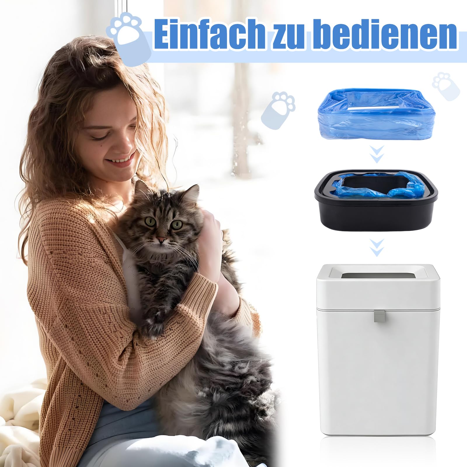 Nachfüllfolie Windeleimer Nachfüllbeutel, 12 Stück Windeleimer Nachfüllkassetten Nachfüllfolienringe Katzenstreu Nachfüllpackung, Kompatibel mit Allen Katzenstreu Eimer und Windeleimern