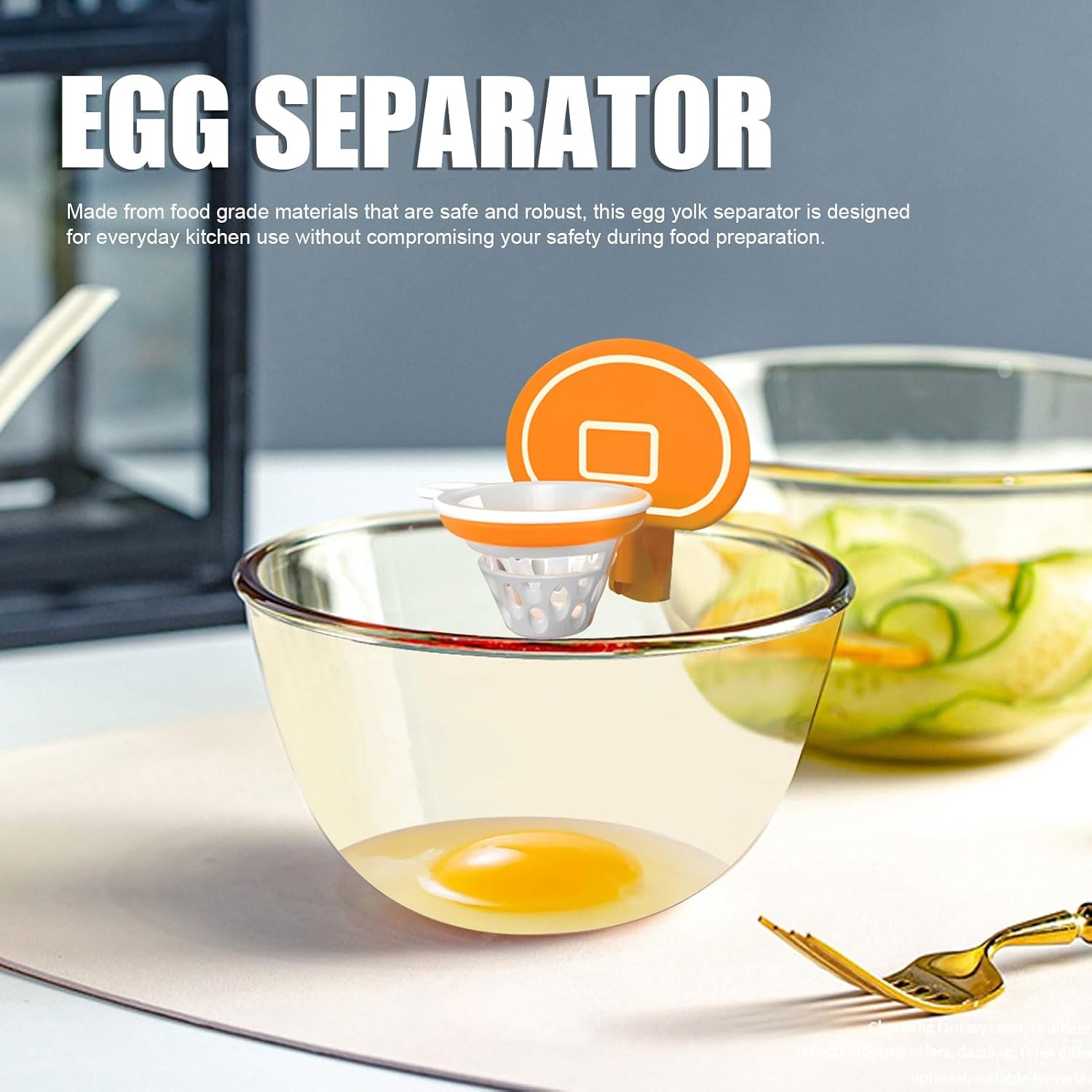 Egg Yolk Separator, Cute Basketball Hoop Design Abs Egg Collector Collector Cracker Tool Portable Cooking Gadgets for Cooking Baking