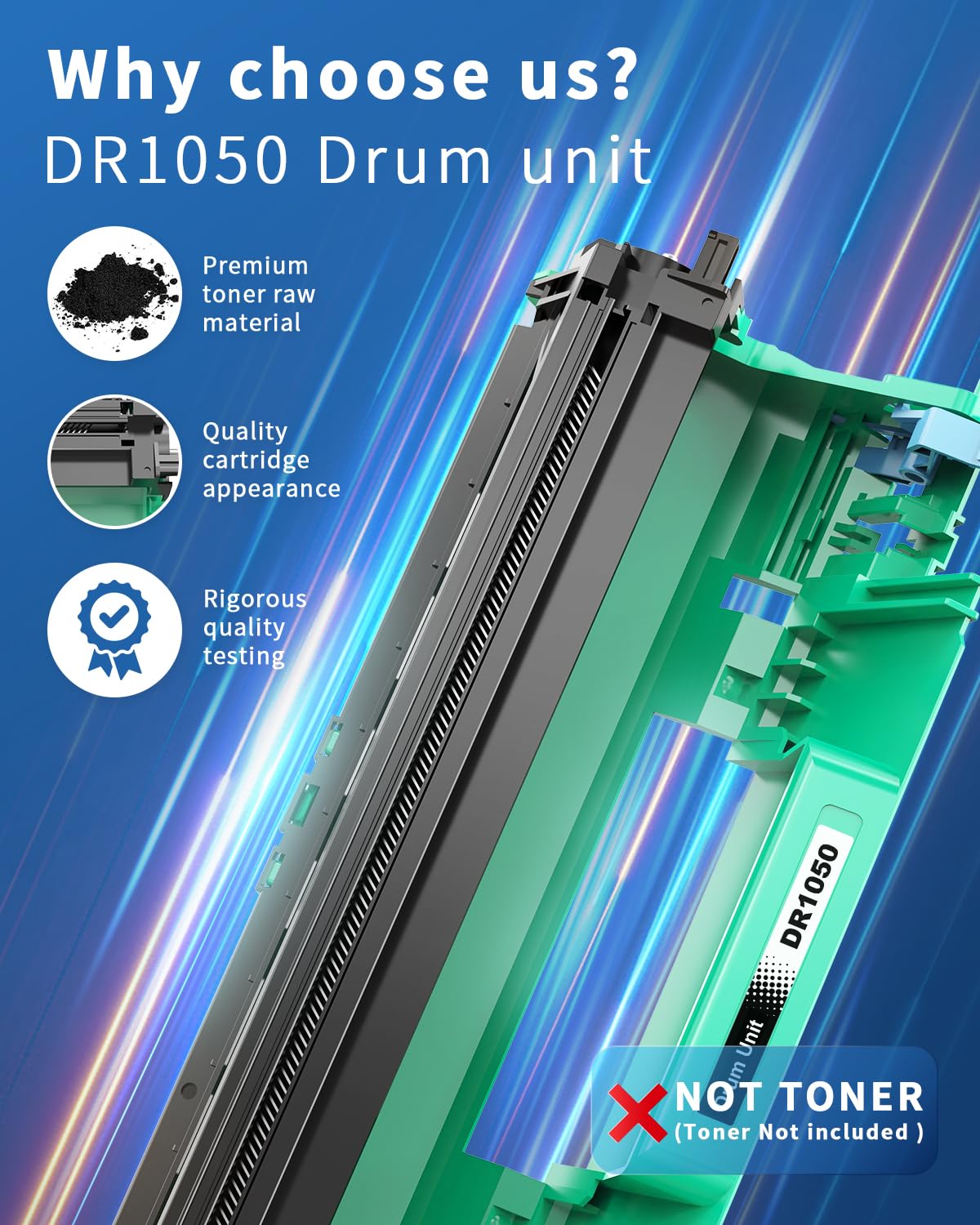 colorfly DR1050 DR-1050 Tamburo compatibile per Brother DR1050 TN-1050 Toner per MFC-1910W MFC-1810 DCP-1612W DCP-1610W DCP-1512 DCP-1510 HL-1210W HL-1212W HL-1112 HL-1110 (1 unità tamburo)