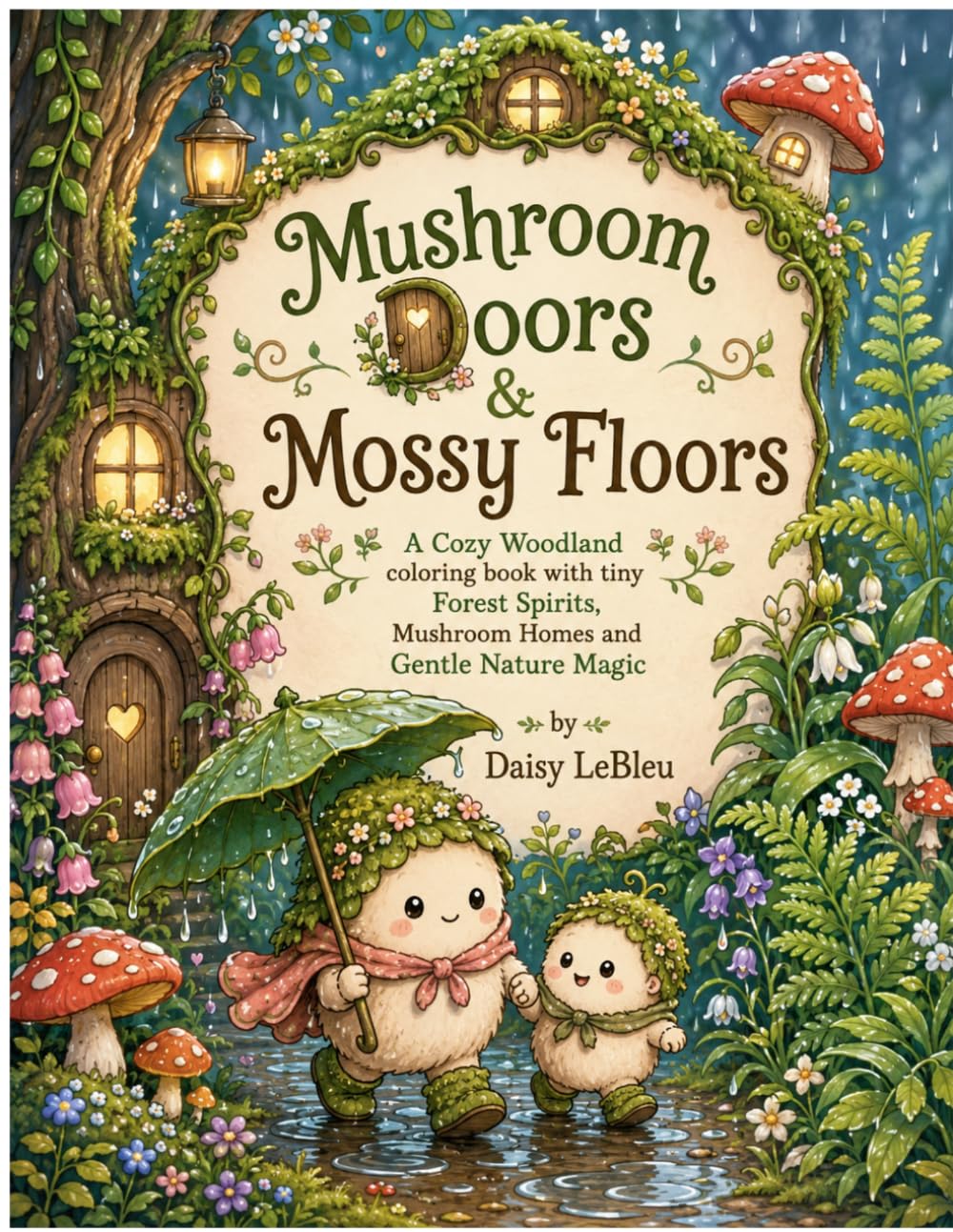Mushroom Doors & Mossy Floors: A Cozy Woodland Coloring Book with Tiny Forest Spirits, Mushroom Homes and Gentle Nature Magic