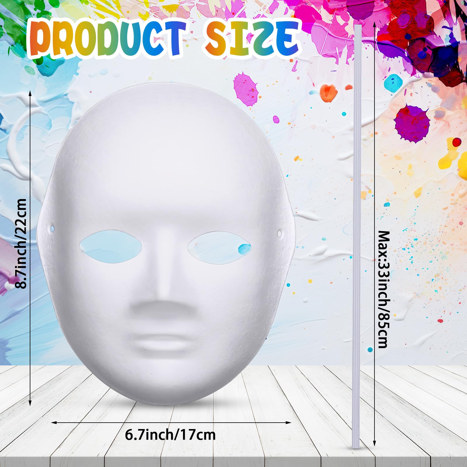 Aoriher Lot de 160 masques complets blancs en papier mâché uni à peindre pour femme, mascarade, Halloween