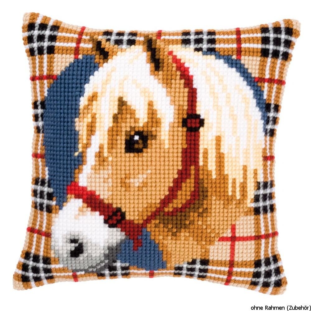 Vervaco Multicolour Pony Cross Stitch Cushion, Multi-Colour