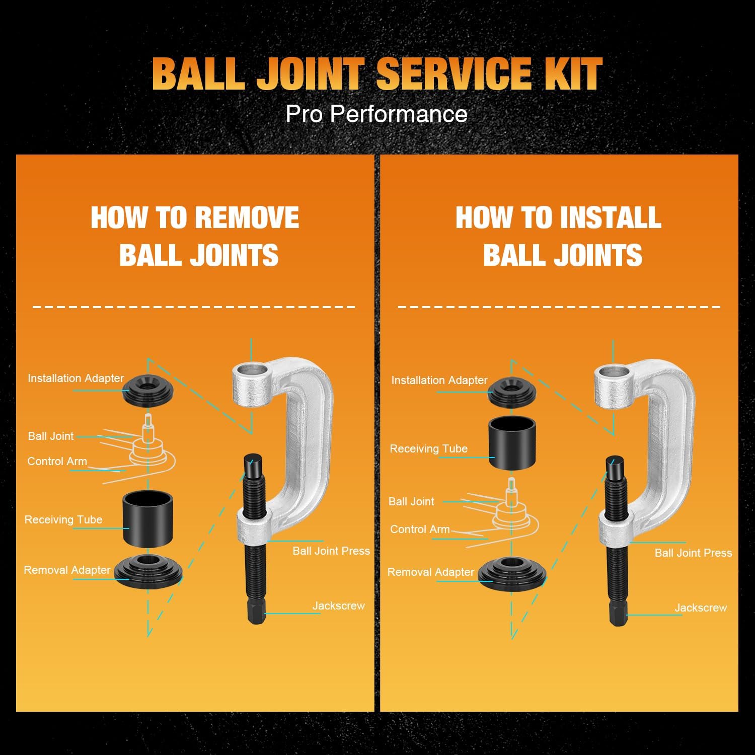 GOOACC Ball Joint Press Kit, Heavy Duty Ball Joint Removal Tool U Joint Press and Brake Anchor Pin Service Kit Fits Most 2WD and 4WD Cars Trucks SUVs