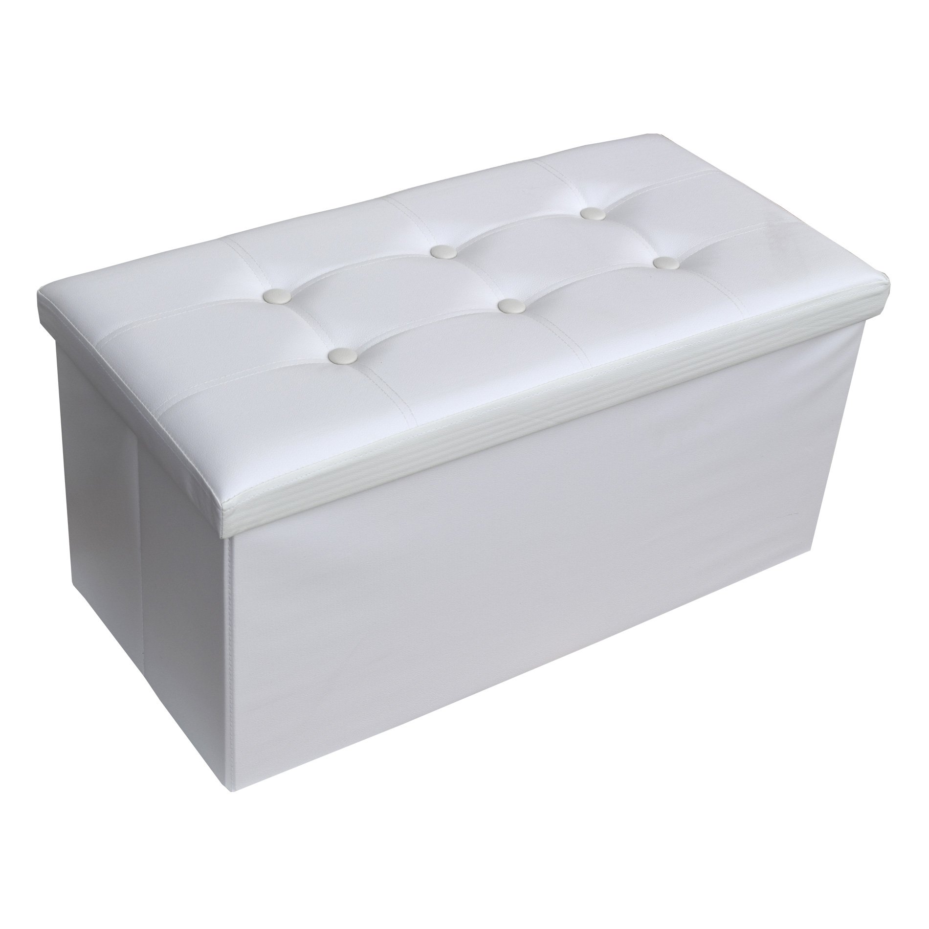 Rebecca Mobili Puff contenitore poggiapiedi moderno, seduta sedia bianca, arredamento casa salotto, living - Misure 38 x 76 x P 38 cm (HxLxP) - Art. RE4620