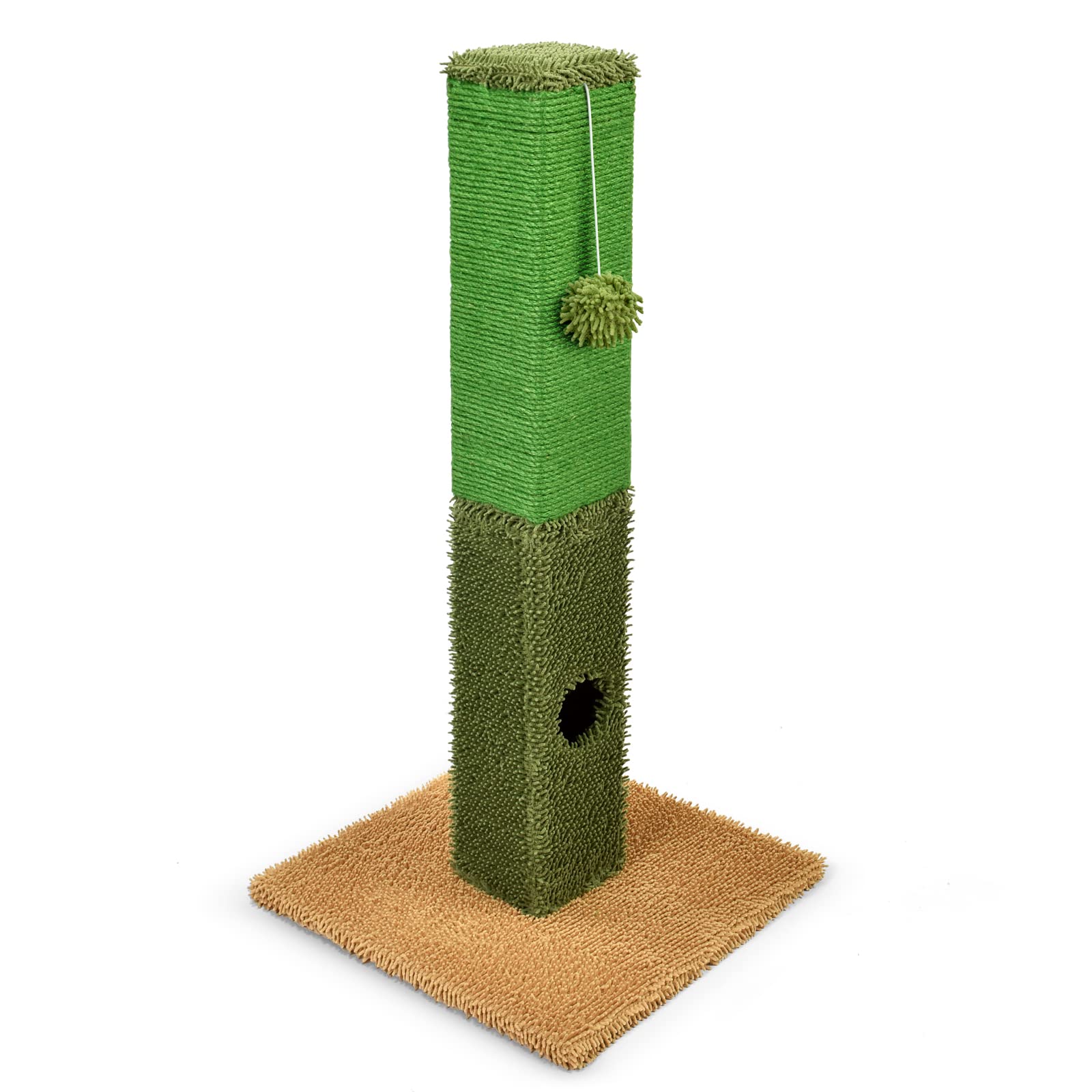 Petellow Cat Scratching Post - 31" Tall Cactus Cat Scratching Posts for Indoor Cats - Square Cat Tower for Large and Small Cats - Natural Sisal &Carpet Covered Cat Scratcher Kittens-114-DG-New