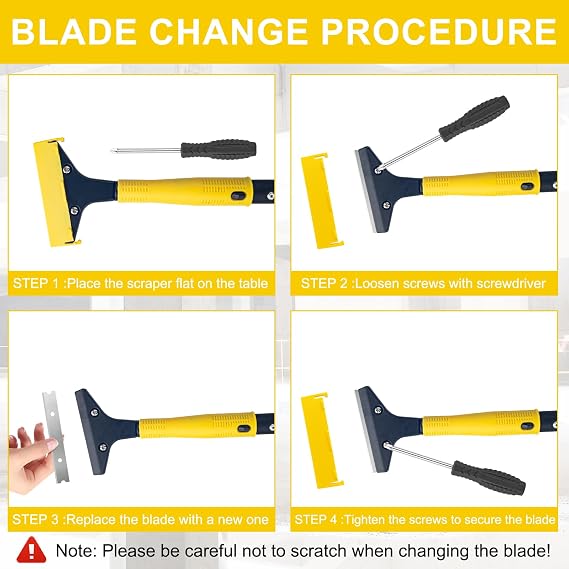 KeFanta Scraper Tool, 4 Wide Heavy Duty Floor Scraper, 45.7 Long Handle