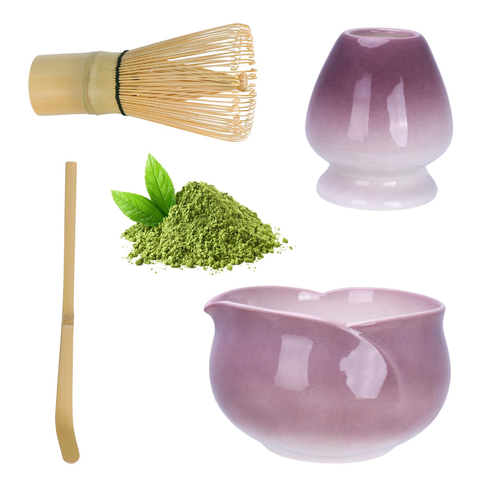 Matcha Set mit Matcha Besen, Matcha Schale mit Ausgießer, Besenhalter aus Keramik und Löffel, Matcha-Set für Matcha-Liebhaber Entwickelt