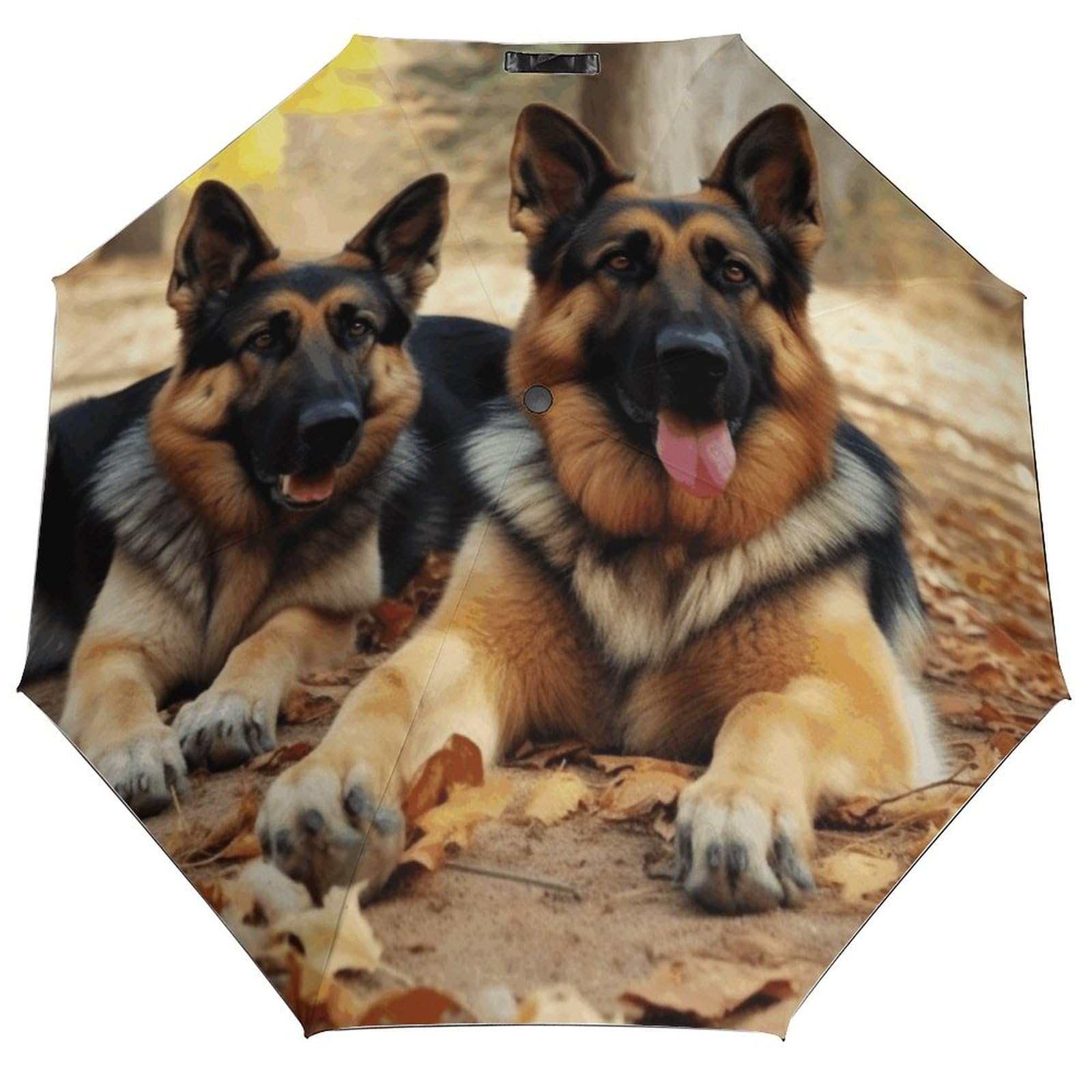 YHEGBFD Tri-fold Automatic Umbrella, German Shepherd Dog Rainproof And Windproof Umbrella, Portable Automatic Compact Travel Umbrella