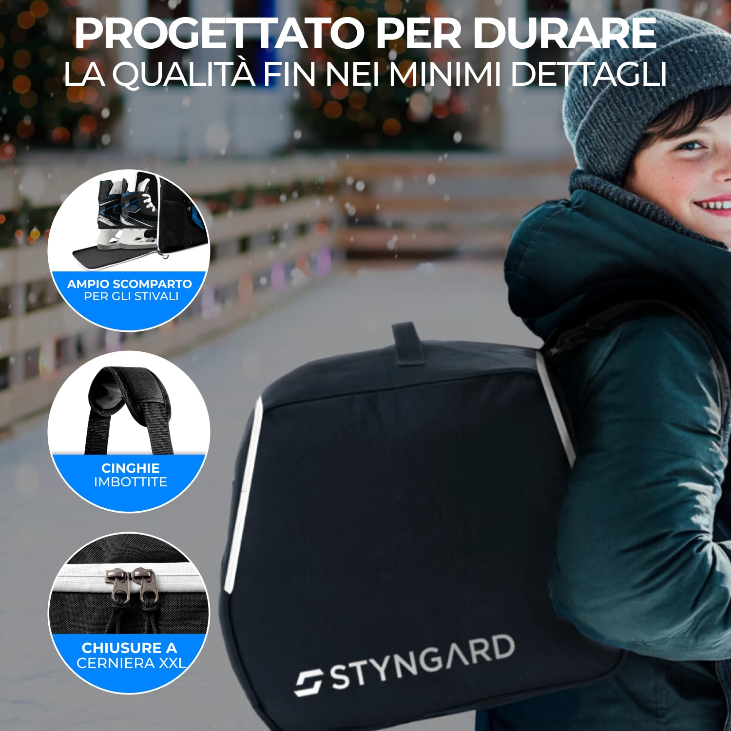 STYNGARD Borsa per pattini da ghiaccio - Borsa pattini ghiaccio e pattini in linea realizzata in materiale resistente - Modello Ottawa