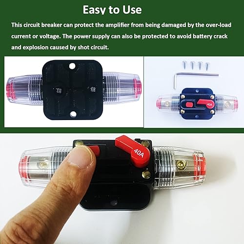 Miniatura 6 de Disyuntor de reinicio manual, impermeable, inversor de fusibles en línea para automóvil, ATV, motores de arrastre marinos, barco, protección de