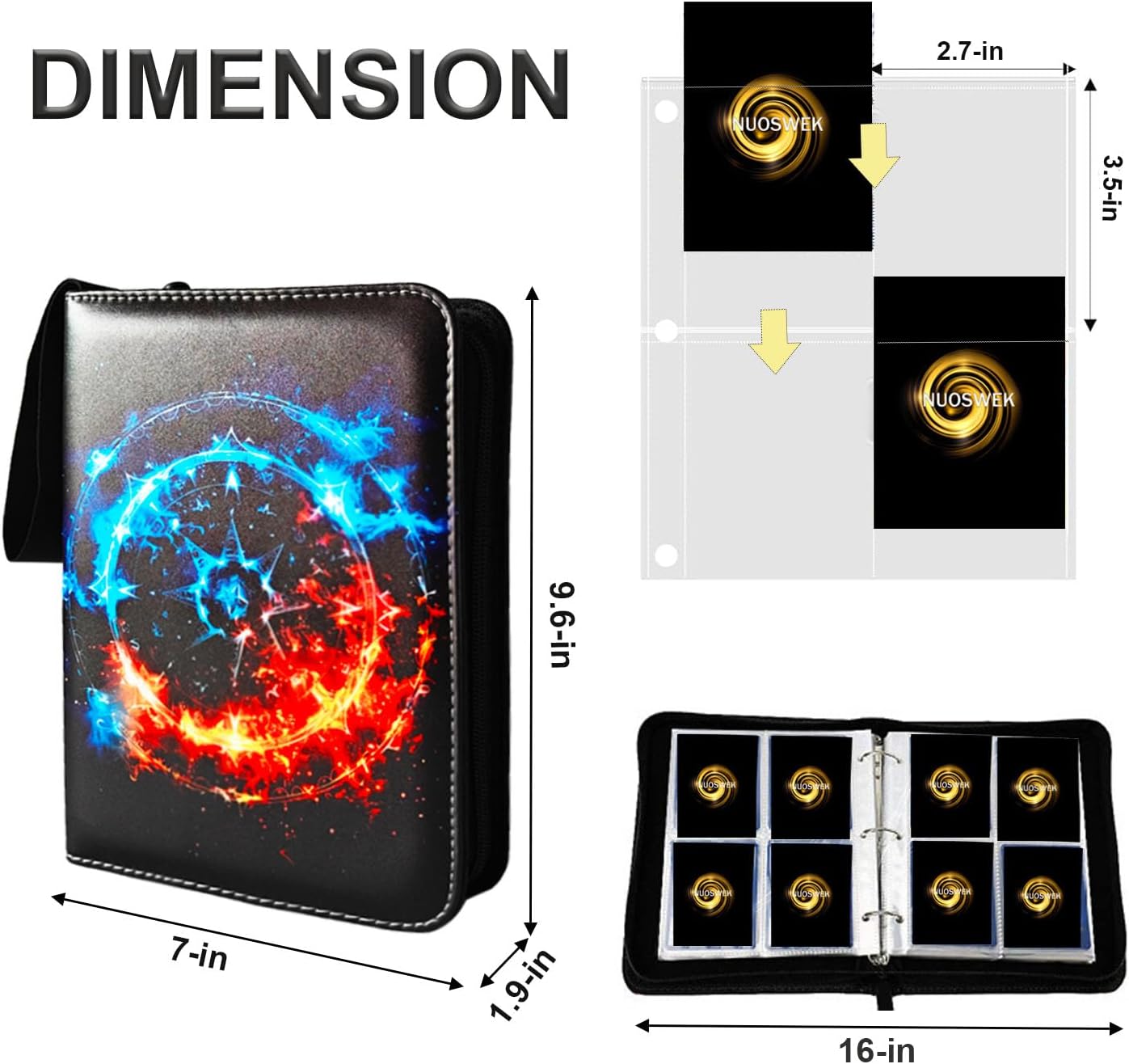 Card Binder Album 4 Pocket, 400 Pockets Trading Card Holder Binder with 50 Removable Sleeves, Zipper Card Book for Trading Cards, Game Sports Cards (Zodiac)