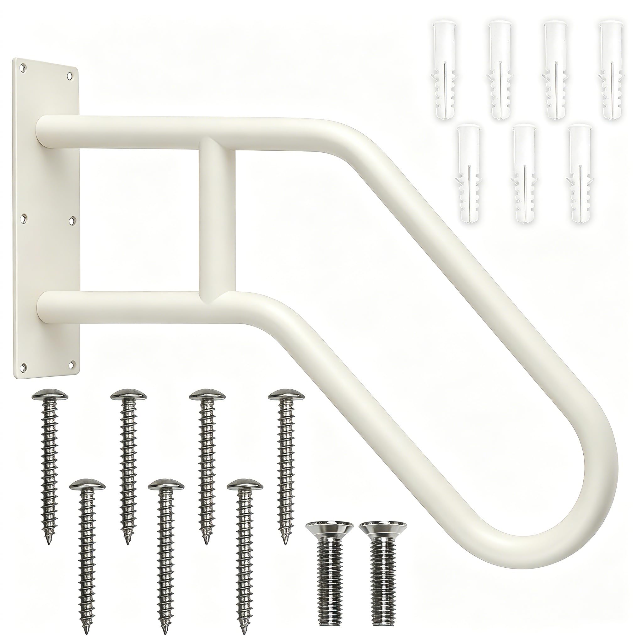 Photo 1 of UNDADE U-Shaped Handrail for Outdoor Steps (White)