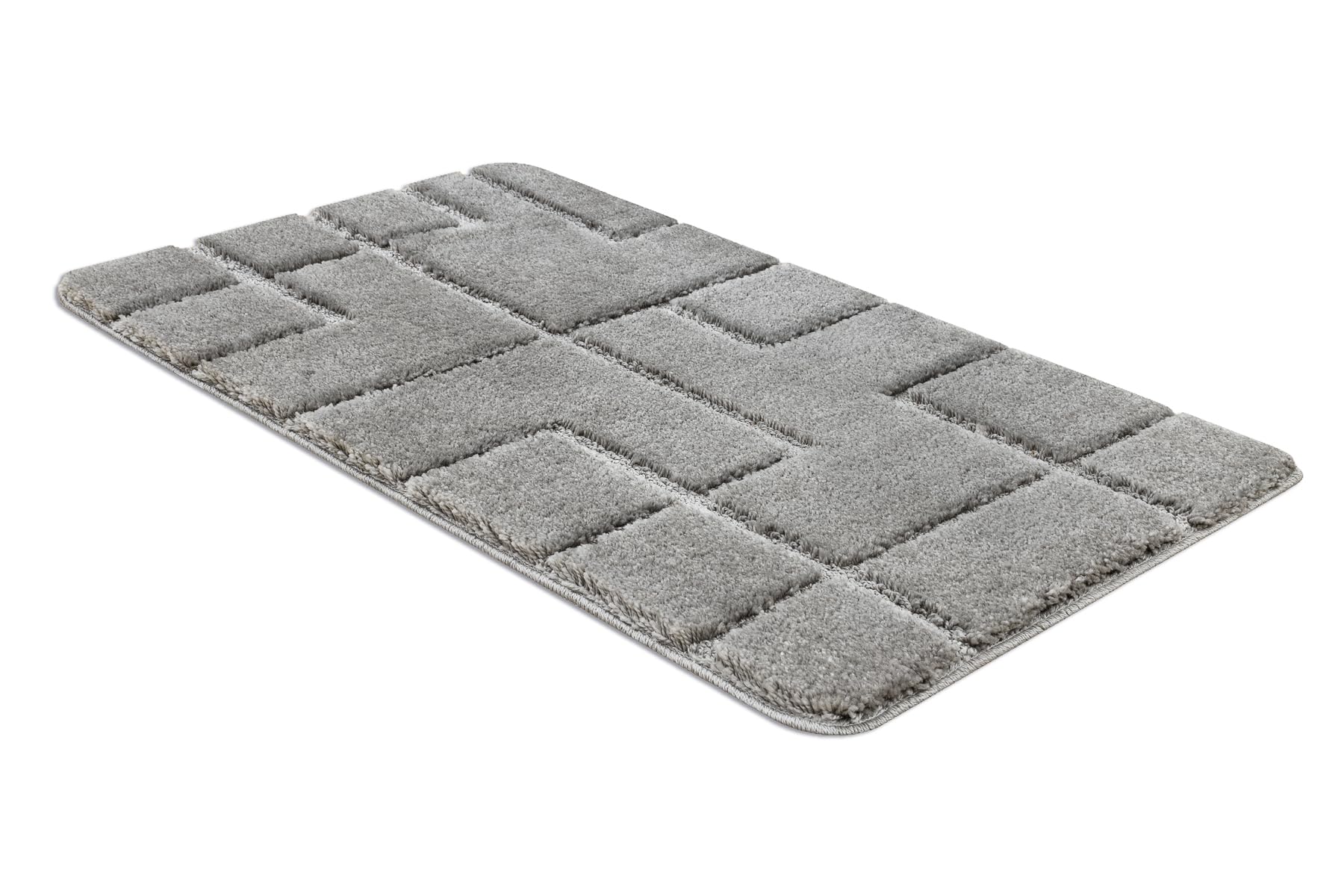 rugsx Alfombra de baño SUPR Lines, Líneas, Alfombra baño Antideslizante, Suave y Lavable, Gris 60x100 cm