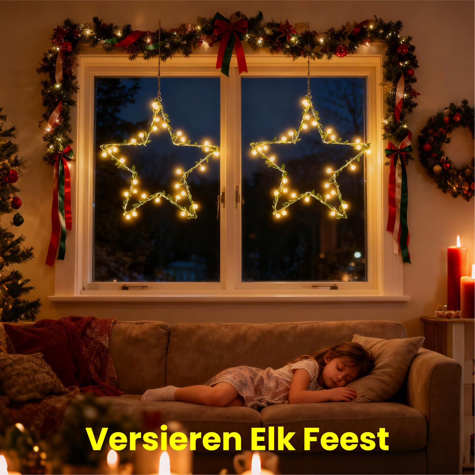 Lamptobe Hangende Kerstverlichting Ster, 2 Stuks