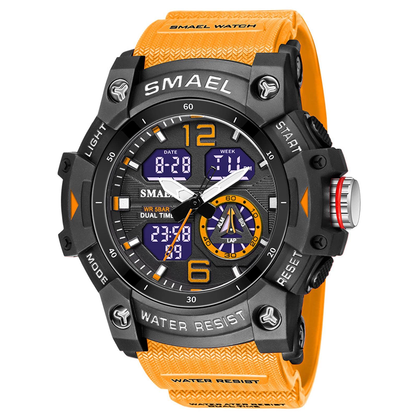 Homme Montres Militaire de Sport, étanche à 5 ATM Montres avec LED Analogique Digitale Montres Lumière Alarme Et Calendrier Date