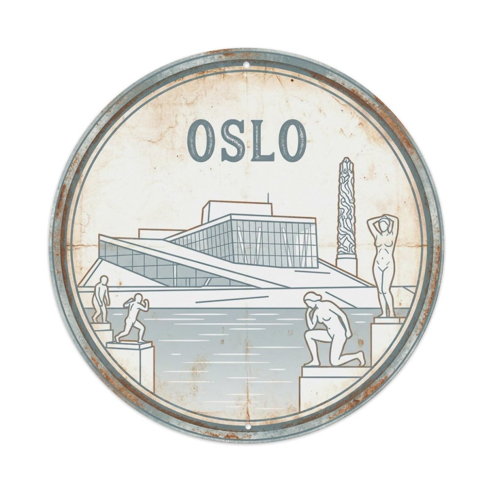Vintage Travel Norway Oslo Metal Tin Sign