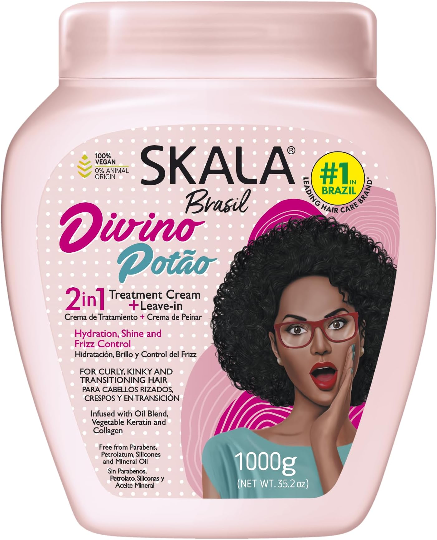 SKALA Brasil Divine Curls 2 in 1 Treatment Cream – Moisturizing Hair Cream for Curly and Wavy Hair – Can Be Used as Conditioner or Leave-In