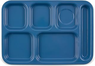 Carlisle FoodService Products Right-Hand Heavyweight 6-Compartment Melamine Tray 10" x 14" - Sandshade (Pack of 12)