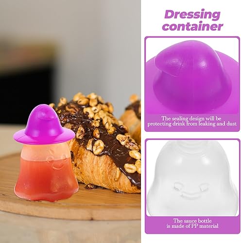 Miniatura 5 de Luxshiny 4 botellas exprimibles para aderezo de ensalada, mini botella de ketchup con forma de calabaza fantasma, salsa de condimentos, botella de