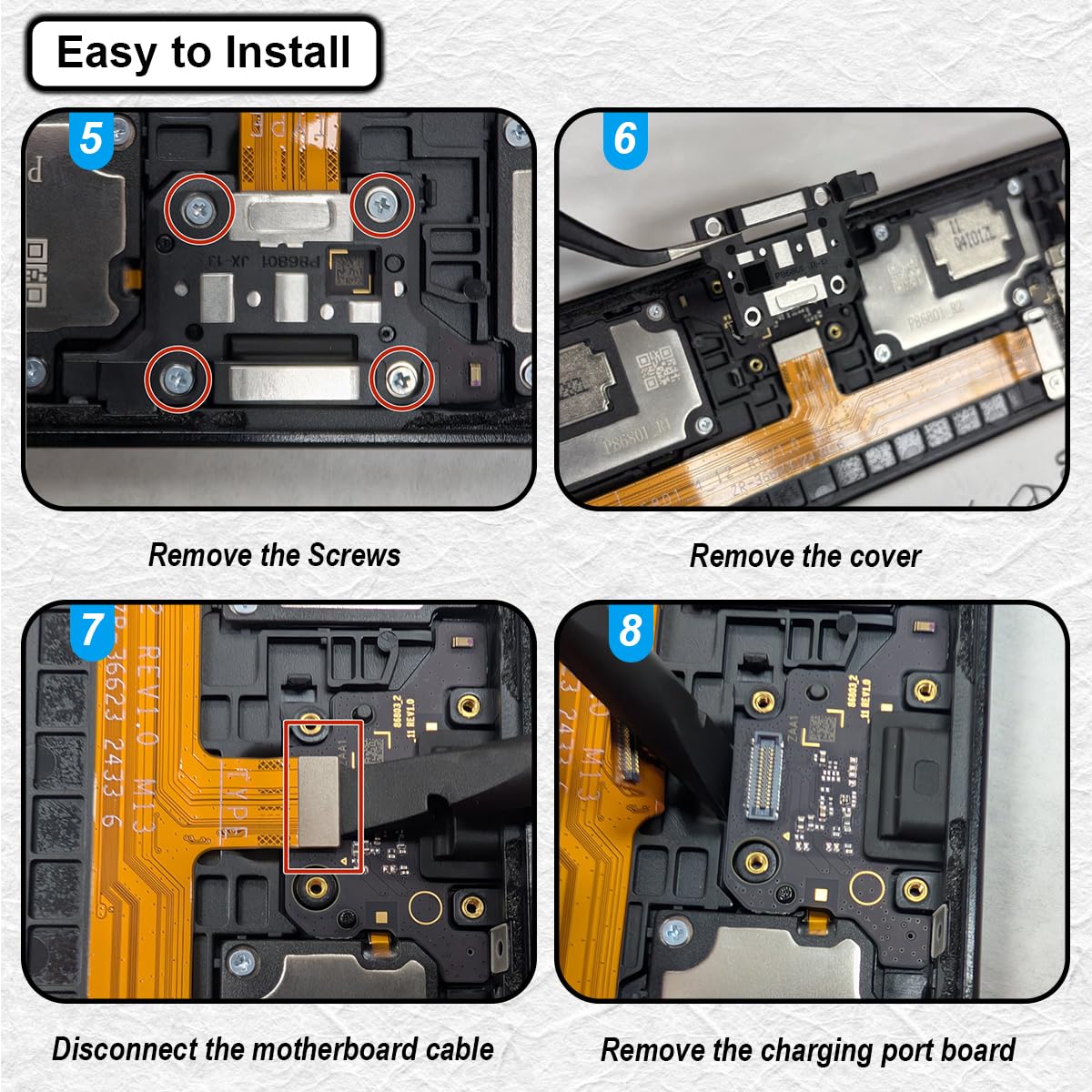 Connettore Dock di Ricarica Ricambio per Galaxy S24 5G SM-S921B da 6,2 Pollici 2024, Scheda di Ricarica Rapida USB Type C di Ricambio con Adesivo Impermeabile e Strumenti di Riparazione