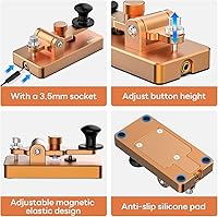 Vista 2 de Putikeeg Clásico Morse Mini Código Clave Morse Código Paleta Llave Aleación de Aluminio Mini-Key Morse CW Llave Portátil Morse Práctica Clave Oro