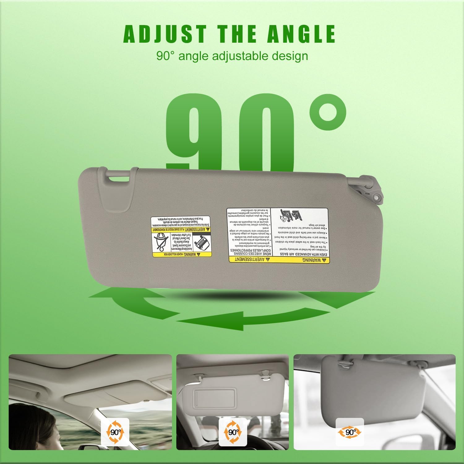 Sun Visor Fit for Nissan Titan 2004-2024 for QX56 Armada 2004-2014 Replace 96401-EZ10 with Vanity Light/with Makeup Mirror (Gray(Left Driver Side))