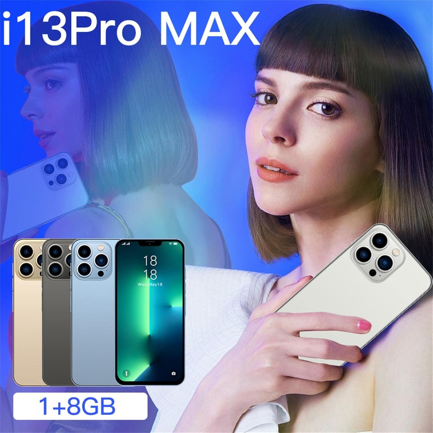 Buy 2022 New i13 Pro Max Smart Phones 1+8GB, 6.3 Inch HD Camera Mobil