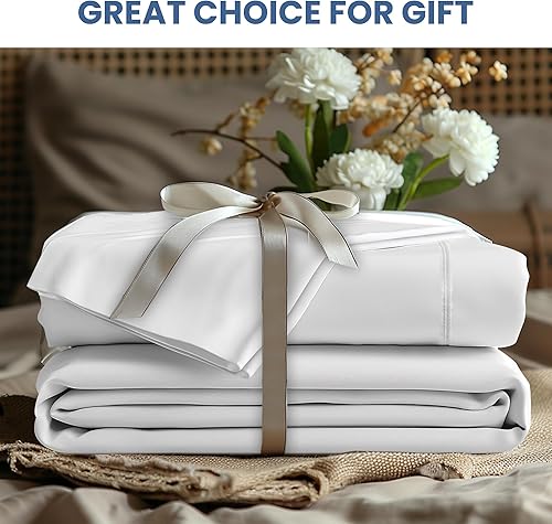 Miniatura 7 de Simple Deluxe Juego de sábanas de tamaño Queen, 4 piezas, sábanas de lujo para hotel, sin arrugas, bolsillos profundos, sábana transpirable y