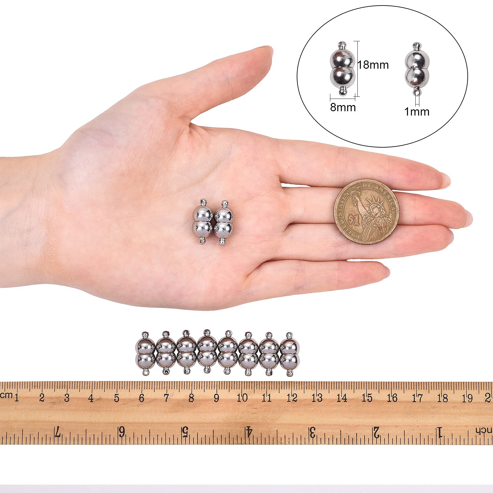 Chiusure Gioielli Magnetiche Fermagli Magnetici Per Braccialetti - Set 8 Pezzi Con Catena Di Sicurezza Oro E Argento Chiusure Sicurezza Braccialetti - 9