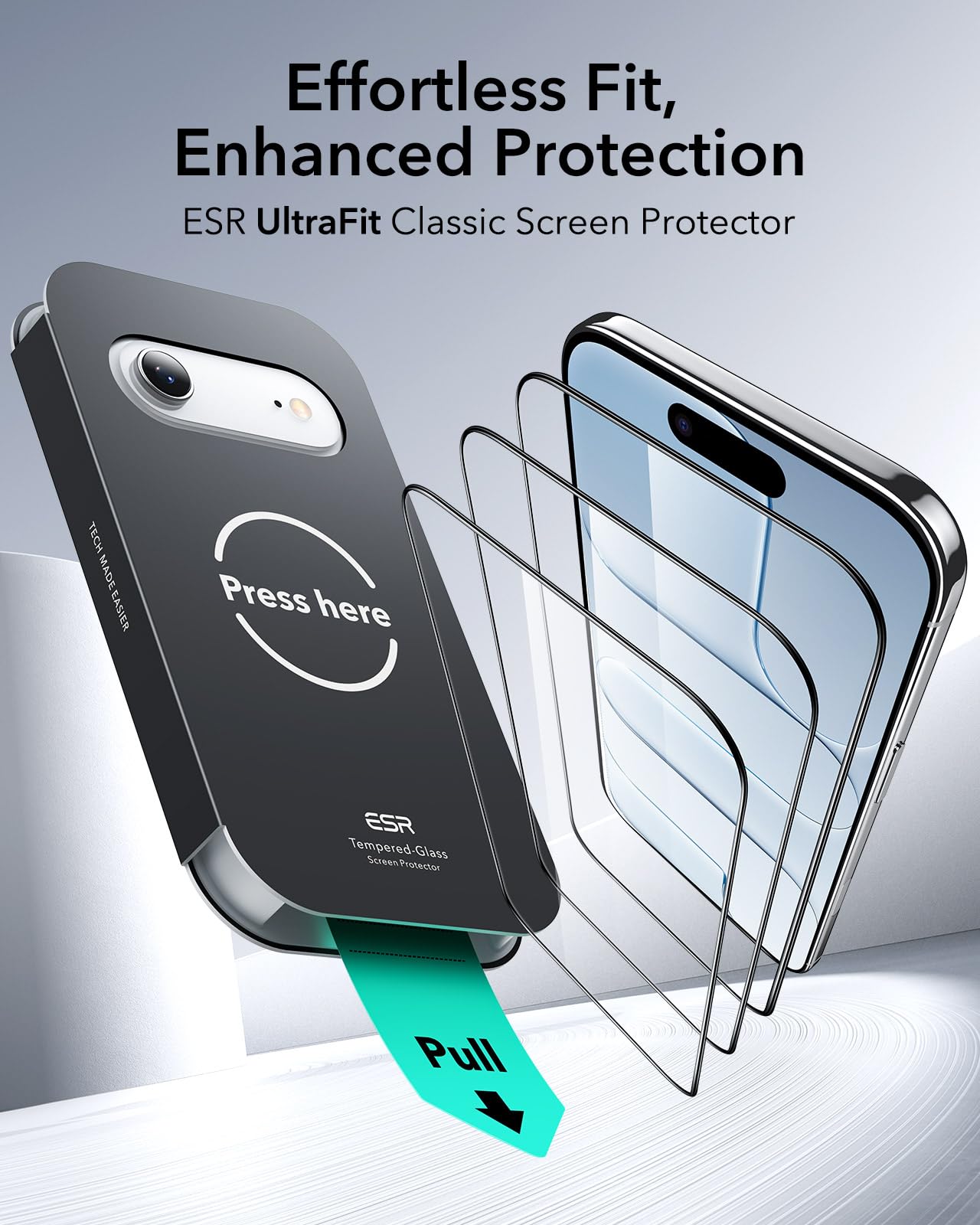 ESR 3 Pezzi, Pellicola Vetro Temperato per iPhone Air, Grado militare, Protettiva per iPhone 17 Air Infrangibili, Durezza 9H, Vetro temperato a copertura totale con supporto UltraFit