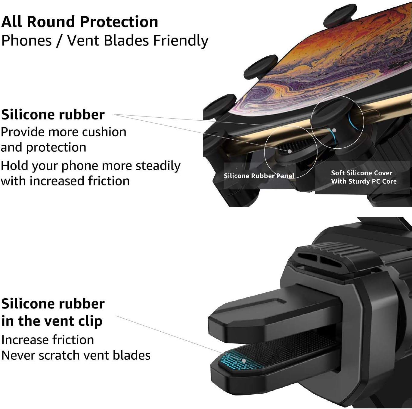 OUTAD Cell Phone Holder Mount for Car Air Vent Clip, 2021 Newest Gravity Phone Car Holder Compatible with iPhone 11 Pro Max XR Xs X 8 Plus 7 6 Samsung Galaxy S20 S10 S9 S8 Note 10 9 8 All Phones