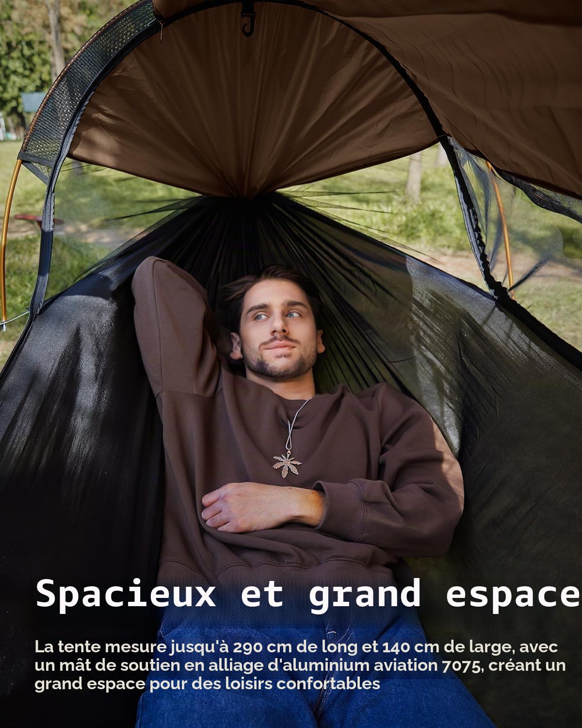 Hamac de Camping avec Moustiquaire et Pare-Soleil, 290 x 140 cm, Hamacs Suspendus Légers Multi-Modes avec Sangles d'arbre, Tente de Sol pour L'extérieur, La Randonnée et Le Camping