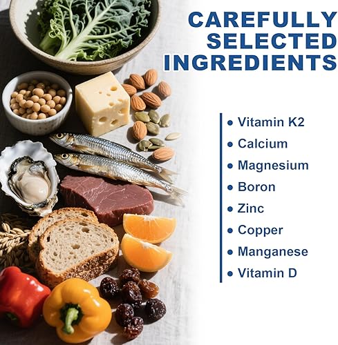 Miniatura 5 de Suplemento de calcio, complejo de salud ósea con vitaminas D y K2, cobre, manganeso, minerales para una densidad ósea saludable y absorción de