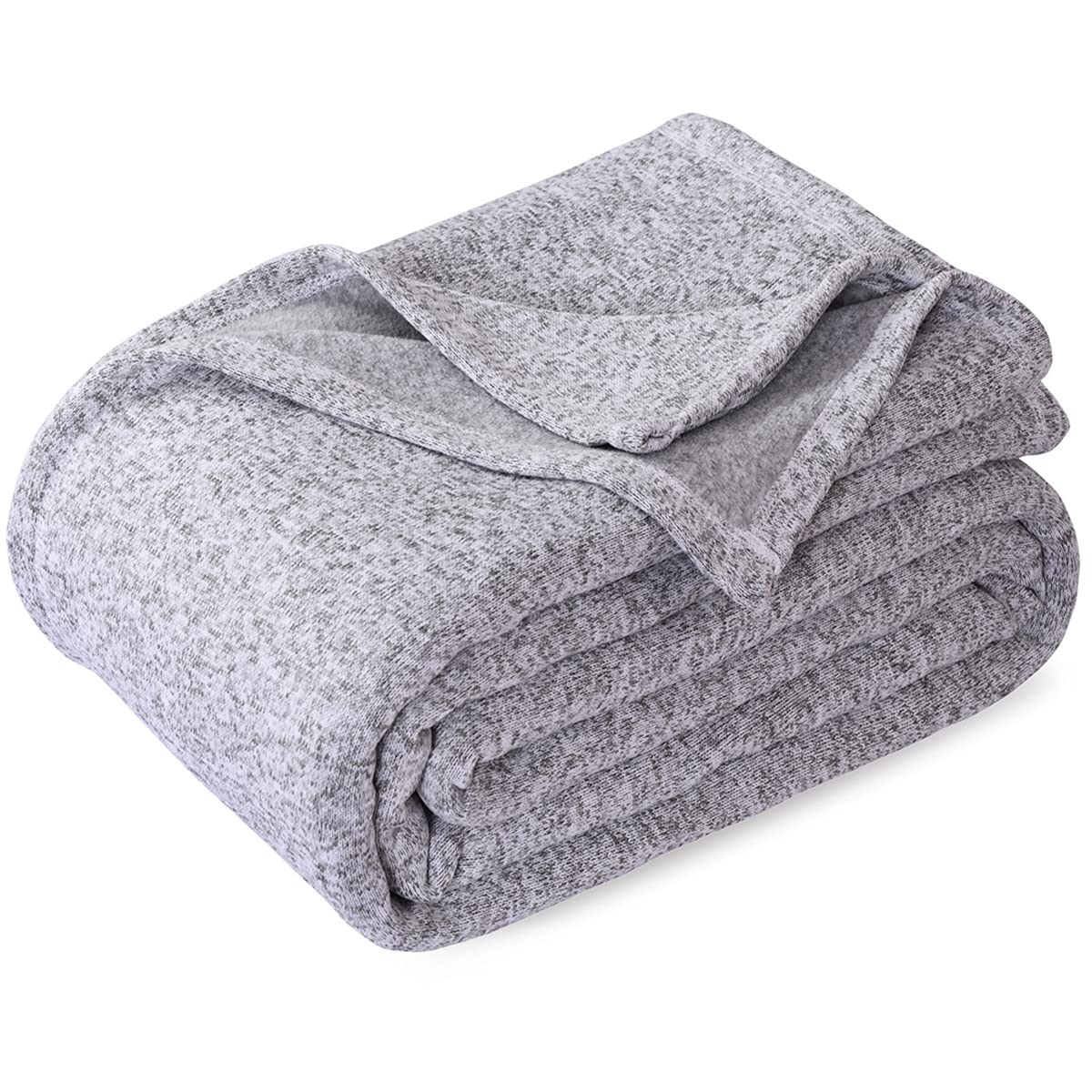 KAWAHOME Knit Blanket Lightweight Soft Breathable Cozy Fuzzy Heather Jersey Comfortable Thin Blanket 280GSM for Couch Sofa...