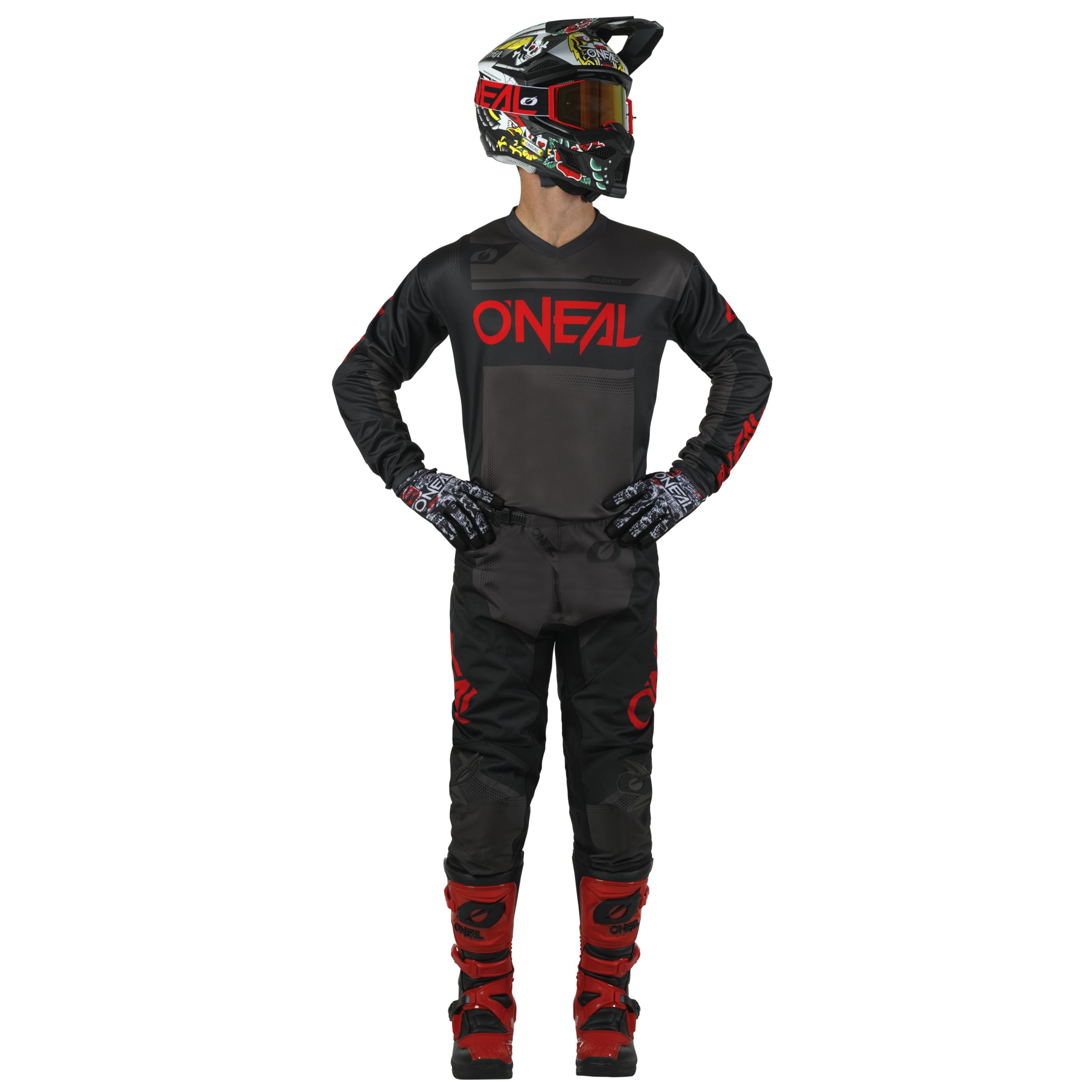 O'NEAL Koszulka motocrossowa z długim rękawem, MX Enduro | Wyściełana ochrona łokci, dekolt w szpic, oddychająca odzież wyścigowa Element Jersey V.24, dla dorosłych, neonowo-żółty, czarny, rozmiar XXL