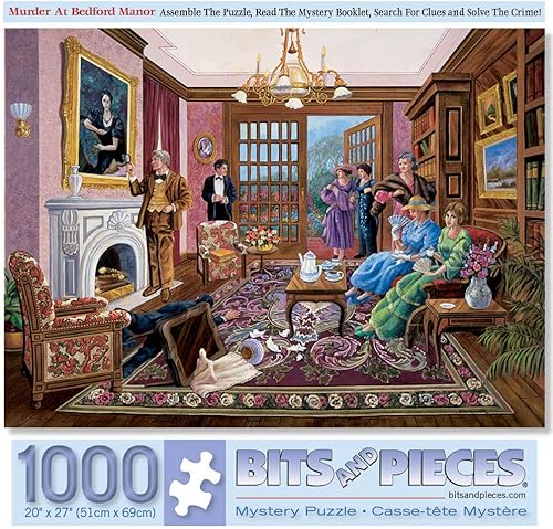 Bits and Pieces Rompecabezas de 1000 piezas para adultos - Asesinato en Bedford Manor por el artista Gene Dieckhoner - Rompecabezas misterioso de