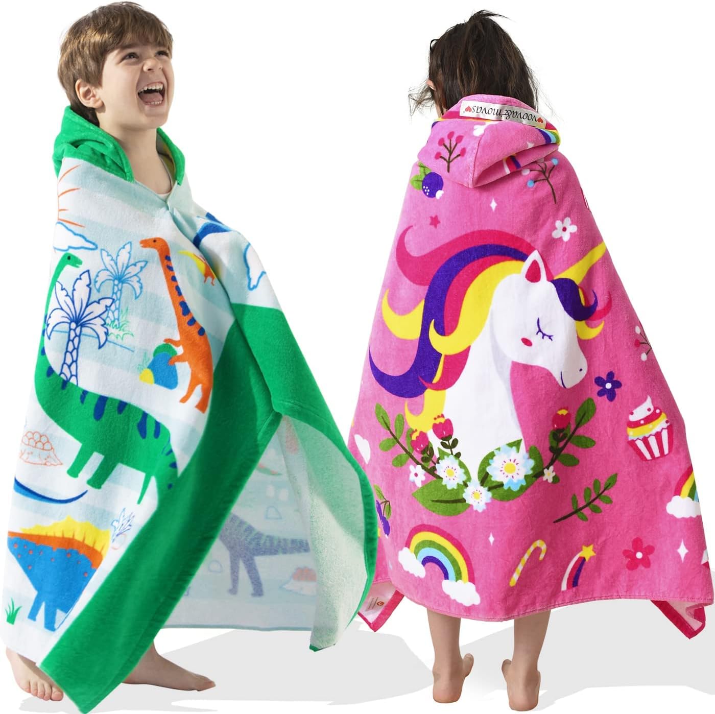 VOOVA & MOVAS Hooded Beach Towels for Kids 2PC Set 30