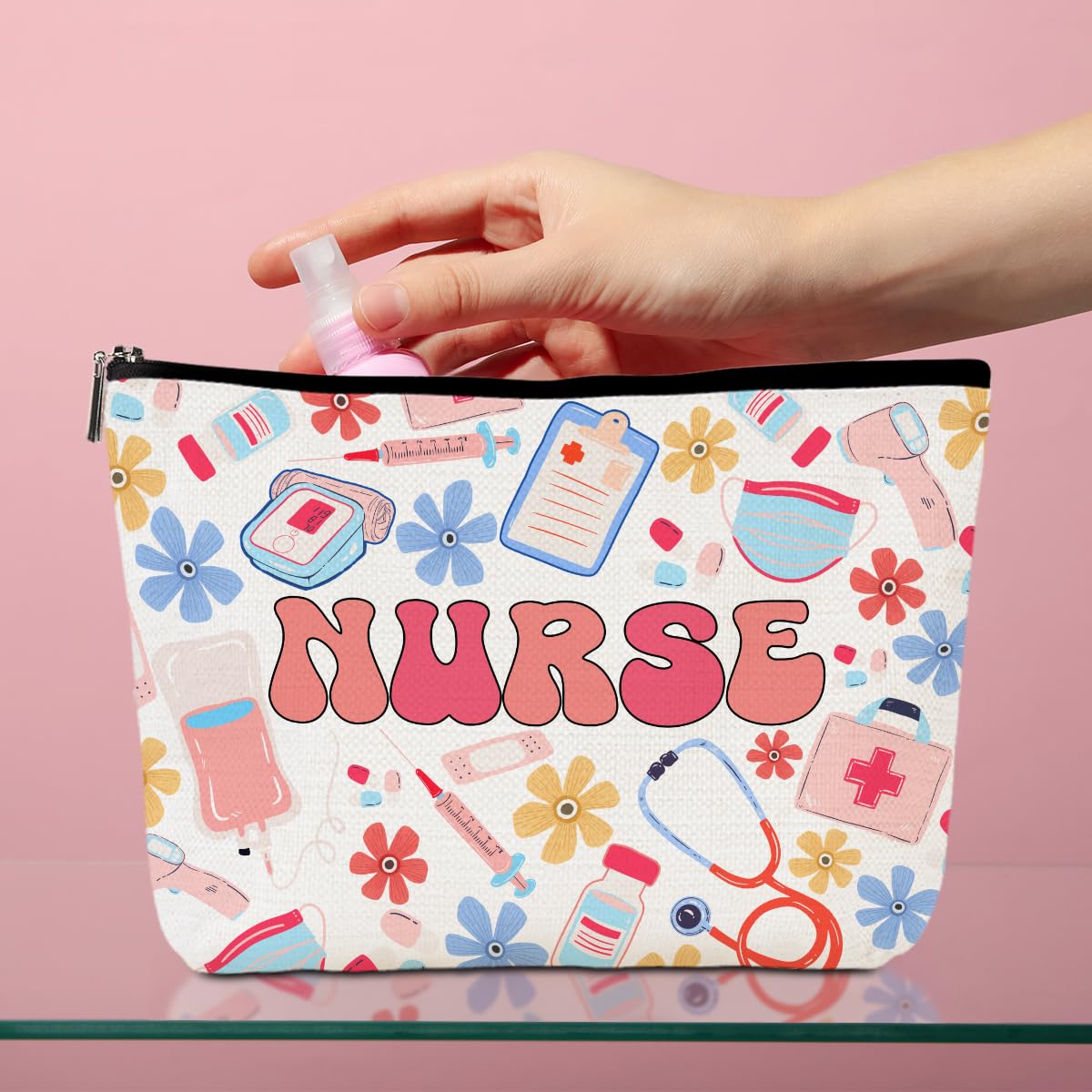 Bolsa de cosméticos para enfermera, regalos de enfermera, bolsa de maquillaje de agradecimiento para enfermeras, regalo de cumpleaños, regalo de enfermería, artículos esenciales para estudiantes