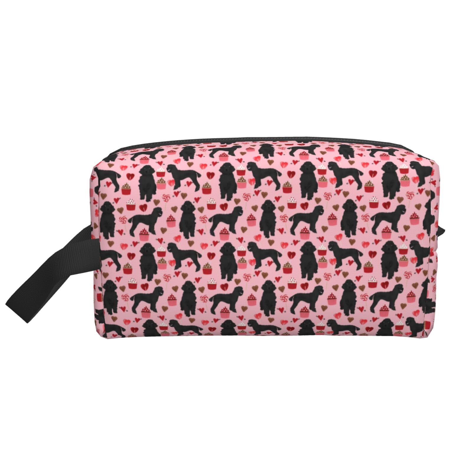 Ercgad Unisex White Red Poodles Dogs Print Large Capacity Travel Toiletry Bag Cosmetic Pouch Daily Storage Makeup Case