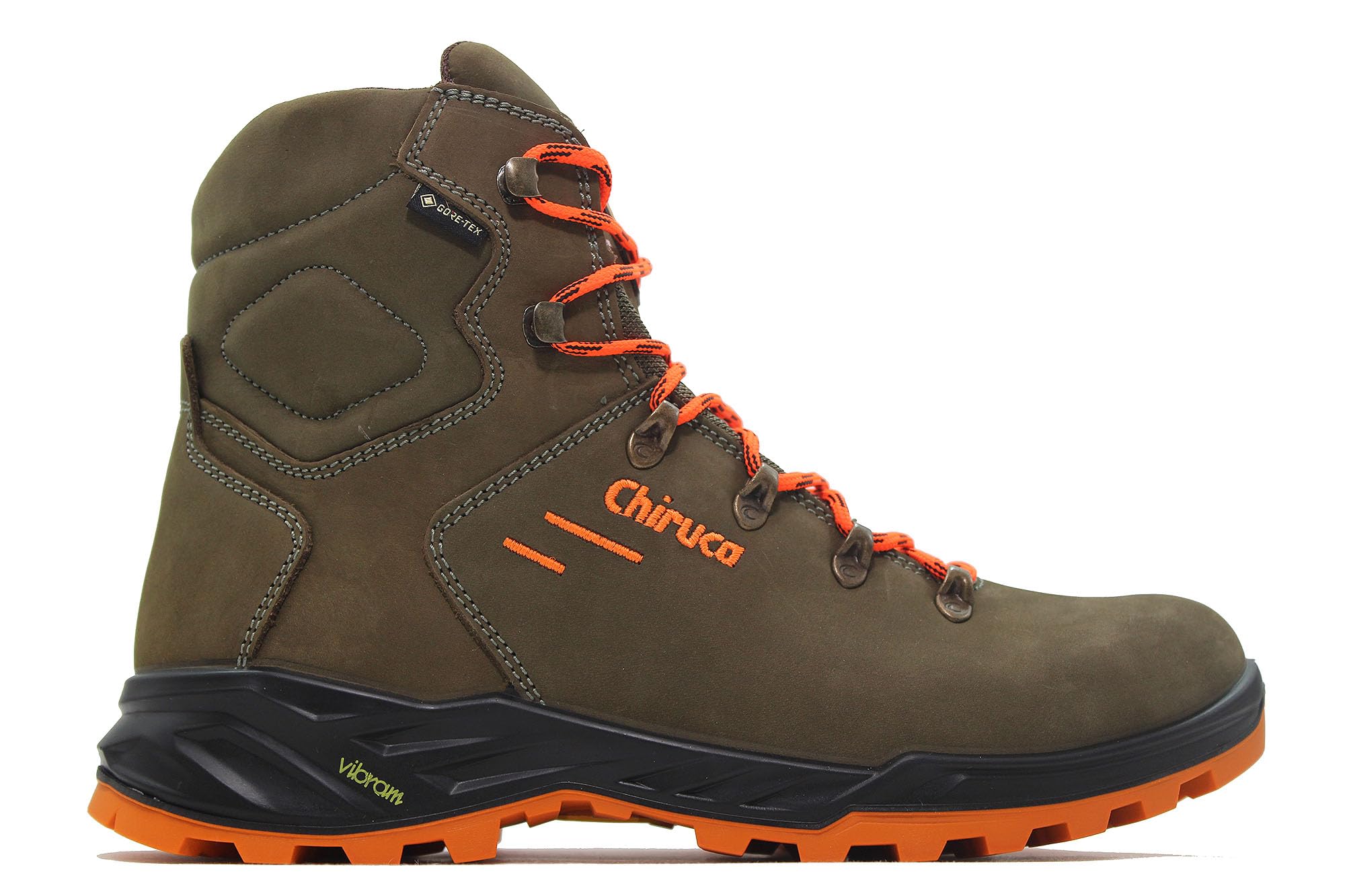 CHIRUCA - Stivali gore tex,impermeabili, in segatura, da campo, da montagna, trekking, lacci arancioni, per: uomo