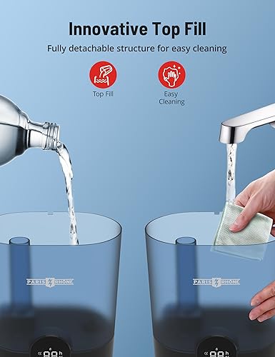 Miniatura 2 de Humidificadores para dormitorio, humidificadores de llenado superior PARIS RHÔNE de 4L para el hogar y habitación grande, difusor de aceite