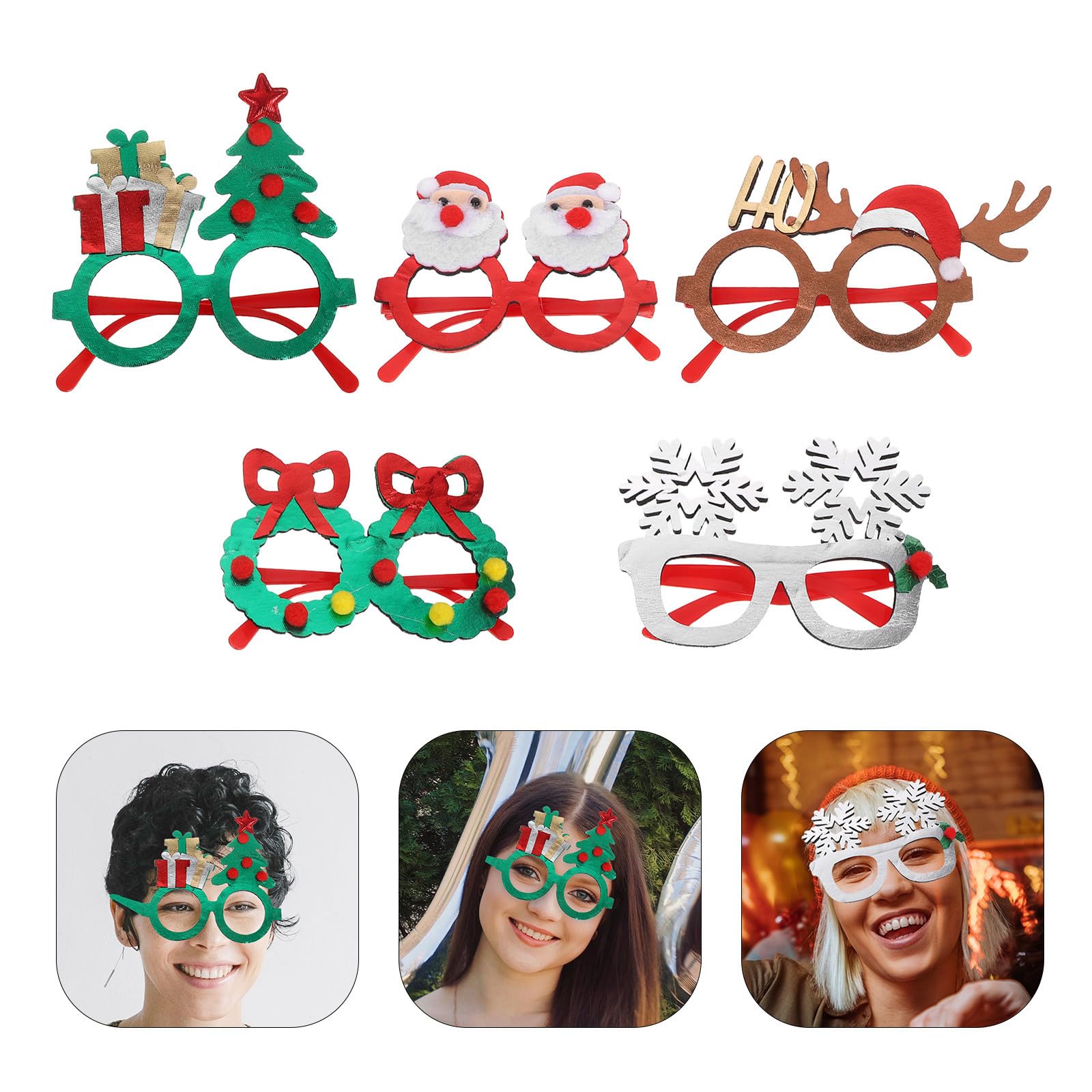 TOYANDONA 20 Piezas Gafas Navideñas de Fiesta Patrón de Copos y Árboles