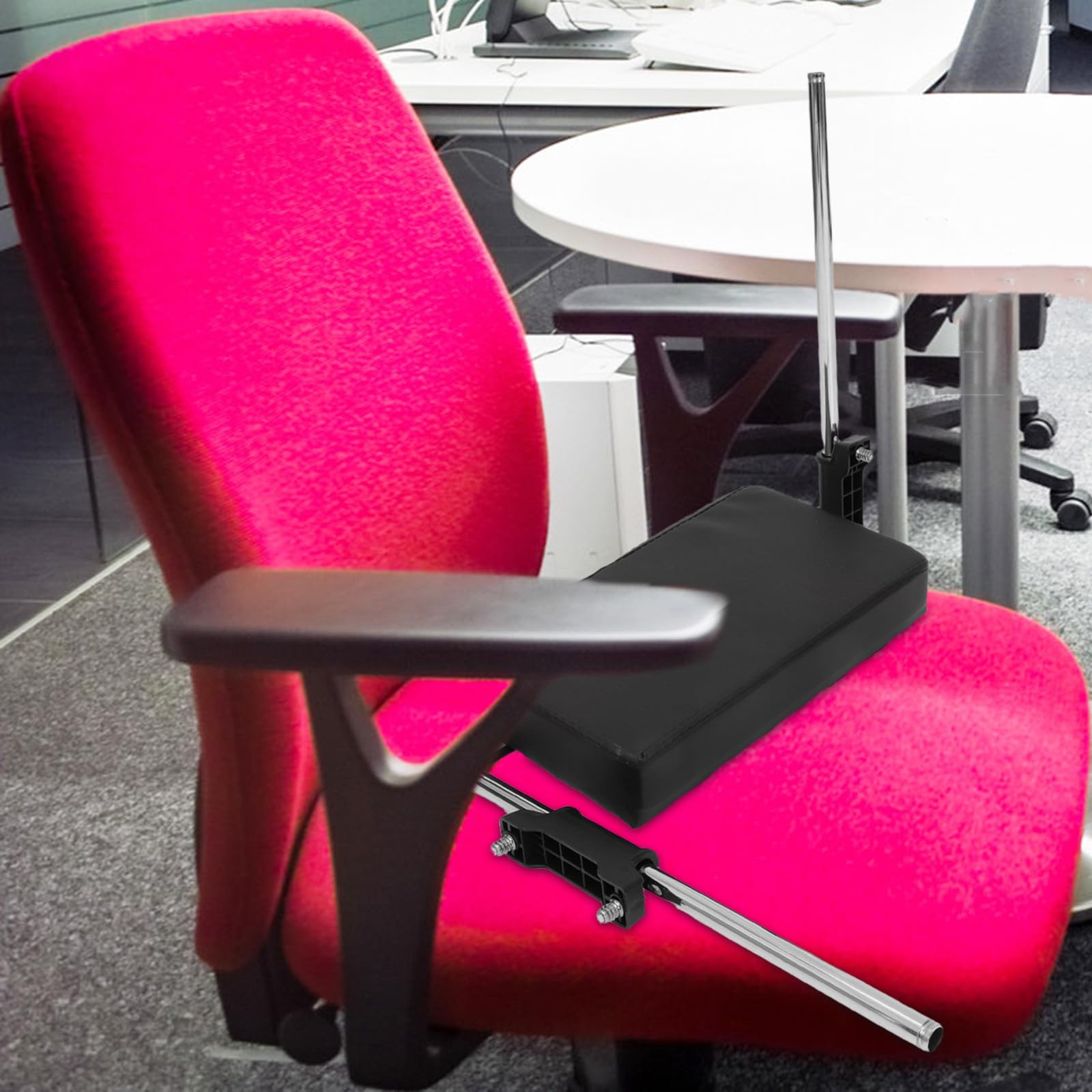 GALPADA Reposapiés para Silla de Oficina, Reposapiés bajo Acolchado de Espuma, Hierro y Plástico, Negro, para Sillón para Dormir, Oficina y Sillas Gaming