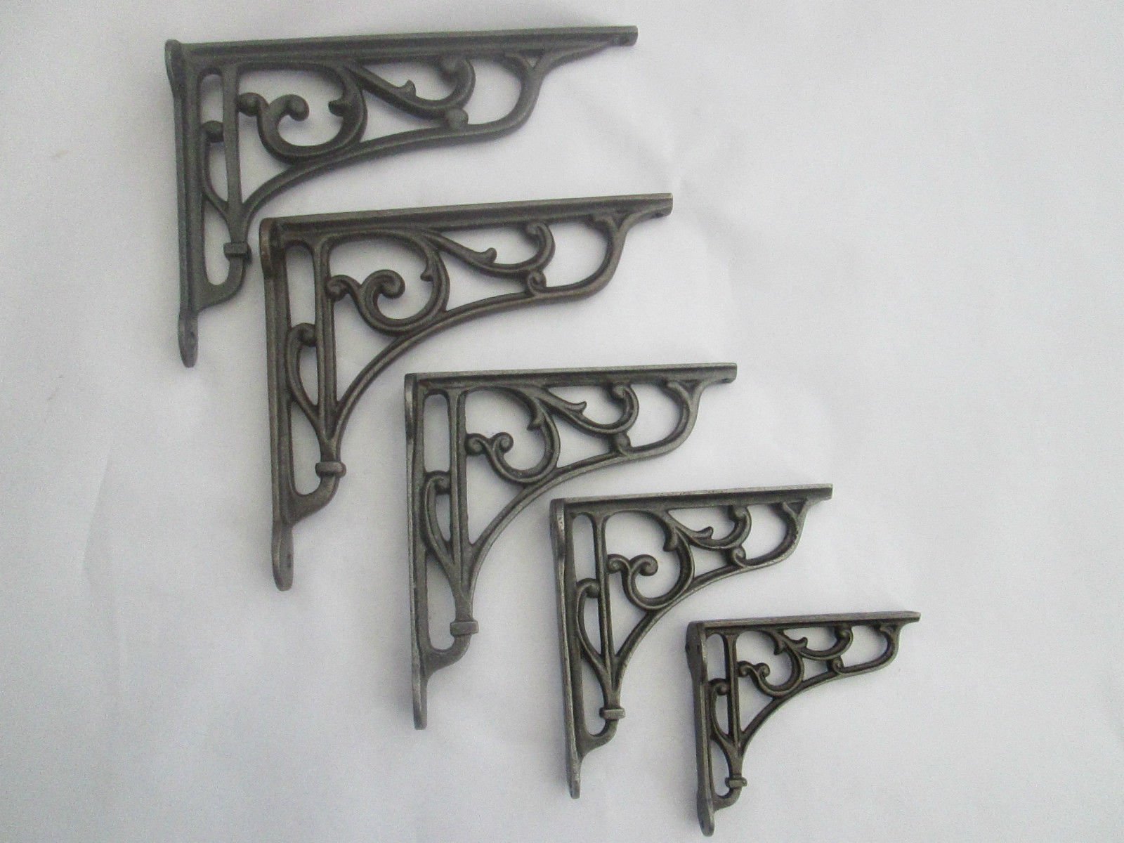 Ironmongery World Black Ironmongery World® Victorian Scroll Ornate Decorative Cast Iron Old English Vintage Shelf Support Book Sink Toilet Cistern Bracket (5" Inch X 5" Inch)