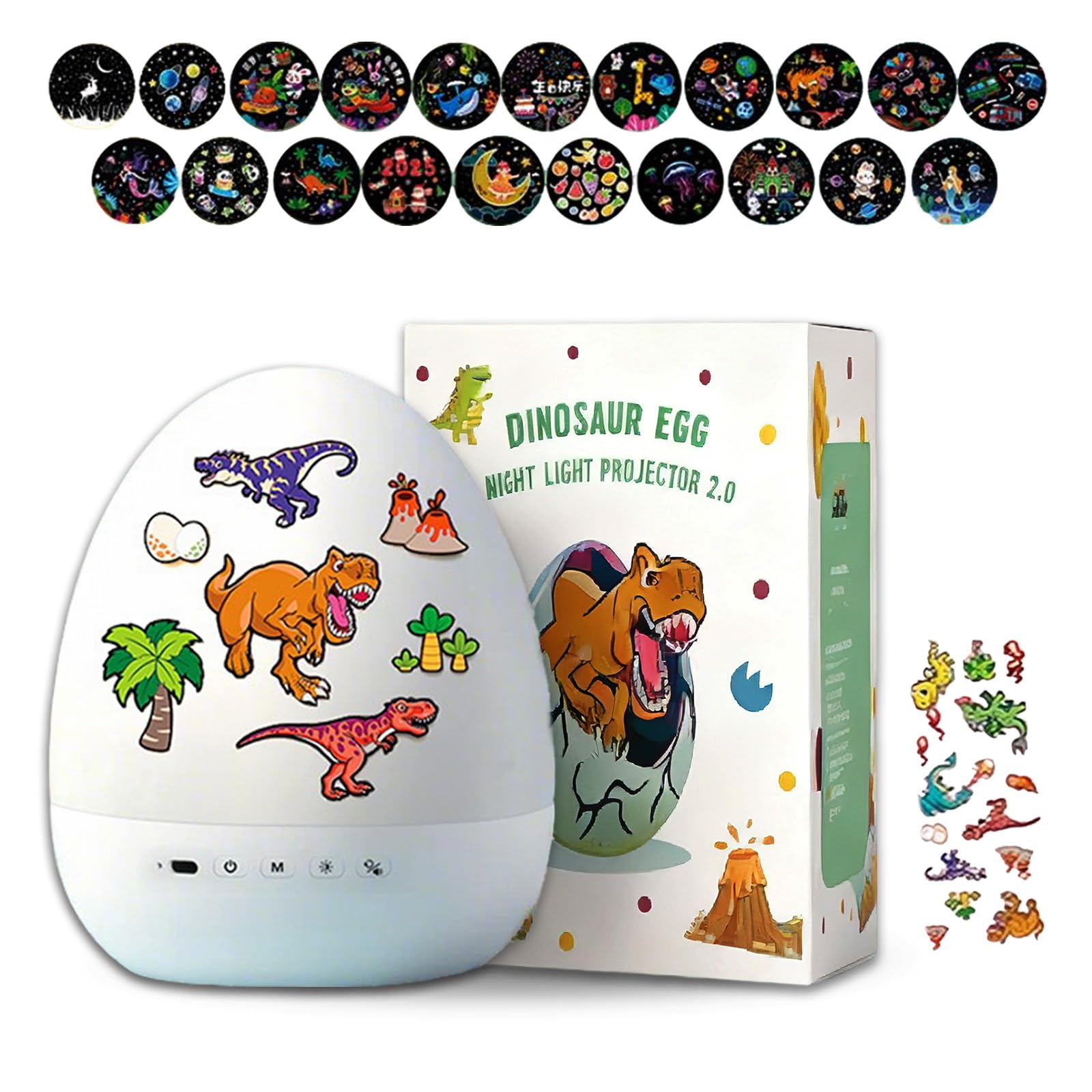 Nnbwlmaee Set1 Dinosaur Egg Night Light Projector – Magical Bedtime Companion For Kids, 360° Projection Magic Dinosaur Dream Projector Lamp With Bluetooth Speaker For Kids, 21 Set Of Slides, 8 Sleep Sounds (Set1)
