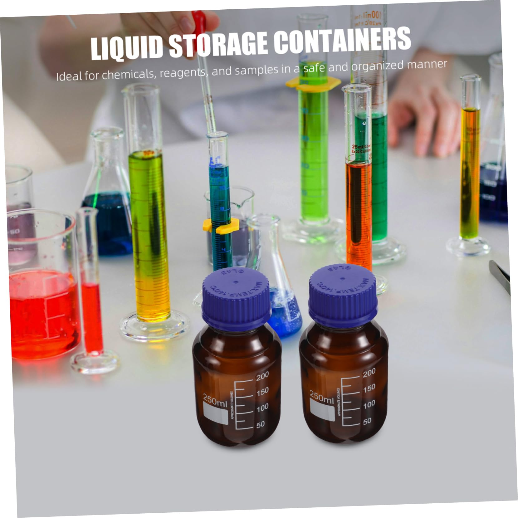 Luxshiny 3stücke Glasflasche mit Schraubverschluss Reagenzflasche für Chemikalien Laborflasche mit Graduierung Chemikalienbehälter Flüssigkeitsbehälter für Labore